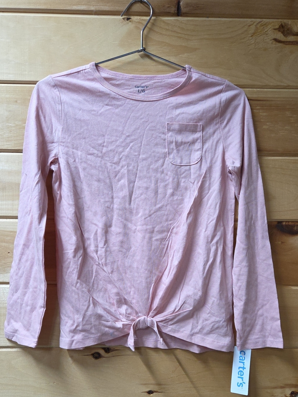 Carter's Pale Pink Long Sleeve Tie-Hem Pocket Top